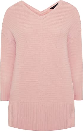 Yours Clothing Womens Plus Size Bright Pink Lattice Back Knitted Jumper