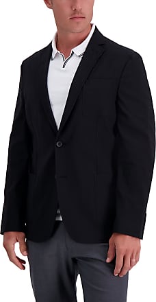 46S J.M Haggar Mens Sharkskin Premium Classic-Fit Stretch Suit Separate Coat Chocolate Blazer