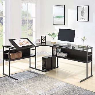 P PURLOVE Modern Simple Design Computer Desk Table Workstation for Home & Office Black 