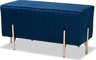 Sterling Home Shake Storage Blue Chenille and Gold bench,