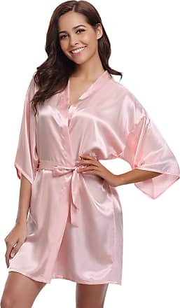 Abollria Womans Nightdress,Ladies Soft Silky Pyjamas Nightwear,Satin Negligee Nightgown Sleepwear Womens Kimono Robes Night Dress Pure Colour Short Style