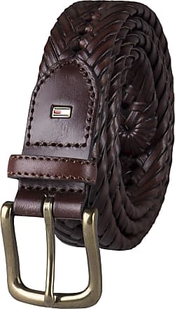 Tommy Hilfiger Men's Canvas Leather Casual Belt Khaki Brown Navy 