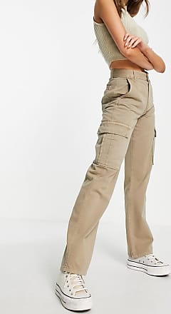 pantalons en chinos voor Broeken met rechte pijp Stradivarius Slim-fit Pantalon in het Zwart Dames Kleding voor voor Broeken 