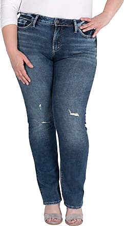 Silver Jeans Co Womens Plus Size Avery Curvy Fit High Rise Skinny Jeans 18W X 27L Medium Dark Indigo Wash