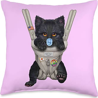 Multicolor Fox Republic Design Fluffy Black Cat Warrior with Epic Claw Throw Pillow 16x16 
