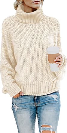 Aleumdr Womens Long Sleeve Turtleneck Chunky Knit Pullover Sweater Tops 