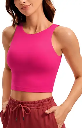  CRZ YOGA Womens Butterluxe Double Lined Tank Tops Scoop Neck  Racerback Workout Tanks Sleeveless Casual Cropped Top Brown Purple XX-Small  : Clothing, Shoes & Jewelry
