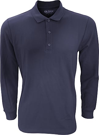 Gildan Mens Long Sleeve Premium Cotton Double Pique Polo Shirt (2XL) (Navy)