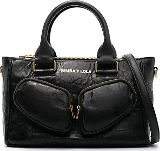 Bimba Y Lola Medium Pocket Cow-print Leather Tote Bag in Black