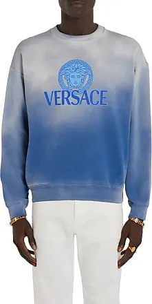 Logo cotton sweater in blue - Versace