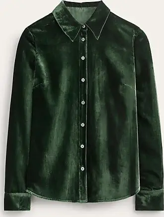 Velvet Collared Knit Top - Green