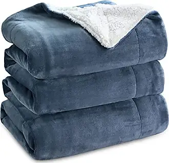 Bedsure Sherpa Fleece Queen Size Blankets for Bed - Thick and Warm for  Winter, Soft and Fuzzy Fall Blanket , Navy, 90x90 Inches