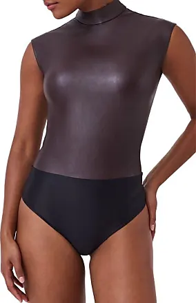 Spanx Sheer Long Sleeve Bodysuit Very Black Women's Plus Size