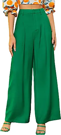 Floerns Women's Hight Waist Corduroy Velvet Slant Pocket Wide Leg Pants  Army Green XS at  Women's Clothing store