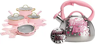 Paris Hilton Clean Ceramic™ Nonstick Cast Aluminum Cookware Set with Heart  Shaped Lid Knobs, Pink