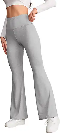  Womens Flare Leggings High Waisted Sweatpants Bell Bottoms  Bootcut Yoga Pants Solid Light Grey L