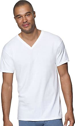 Mens ComfortBlend White V-Neck T-Shirts 2XL, 4 Pack 