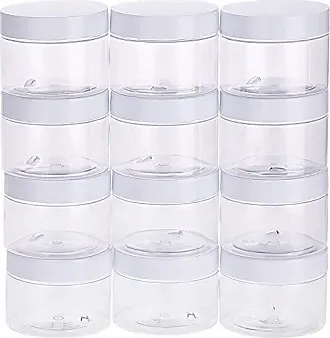 12 Pack Small Plastic Containers with Lids Clear Favor 6 Ounce, White