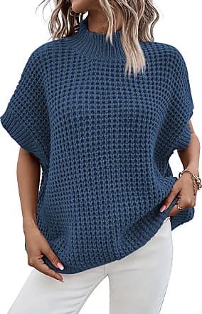 Viottiset Women's Oversized V Neck Knit Sweater Vest Tunic Sleeveless  Pullover Top