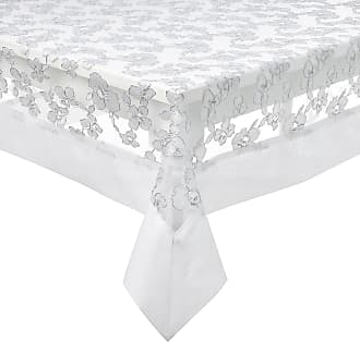 Violet Linen Ruby Embroidered Vintage Lace Design Oblong/Rectangle Tablecloth 54 x 72 White RUBY WH-2 