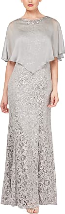 S.L. Fashions Womens Sequin Beaded Lace Dress, Dove, 12