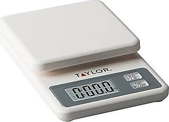 Taylor 22lb High Capacity Kitchen Food Scale with Stainless Steel Surface, Backlit Display, and USB Recharging Cord Included, White