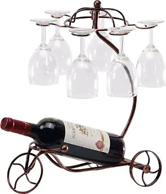 MyGift Modern Copper Metal Wire Countertop Wine Glasses Rack, Tabletop Stemware Holder with White Marble Base