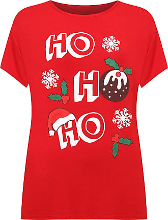 Top Fashion18 Ladies Plus Short Sleeve Novelty Reindeer Snowflake Hanky Hem Long Top T-Shirt 14-28 