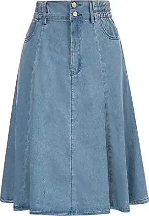 La jupe évasée taille élastiquée Femme BLEU Synthétique LOUPE