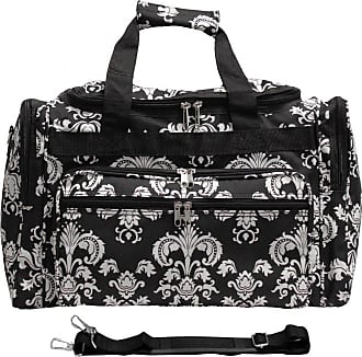 World Traveler 22 Inch Duffle Bag, Black White Damask II, One Size