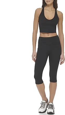 DKNY PURE Womens Black Ruched Cropped Leggings XL