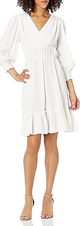 Calvin Klein Womens V-Neck Dress with Tiered Smocking