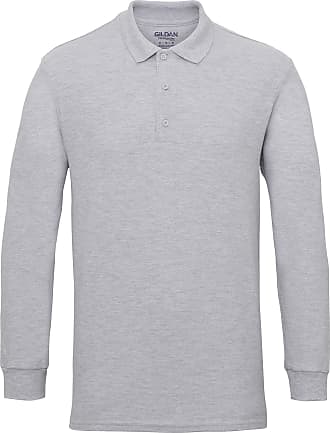 Gildan Mens Long Sleeve Premium Cotton Double Pique Polo Shirt (XL) (RS Sport Grey)