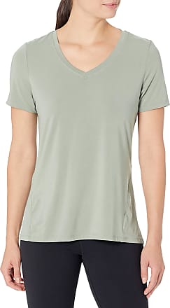 Danskin Womens Short Sleeve V-Neck Brushed T-Shirt, Olive, X-Large