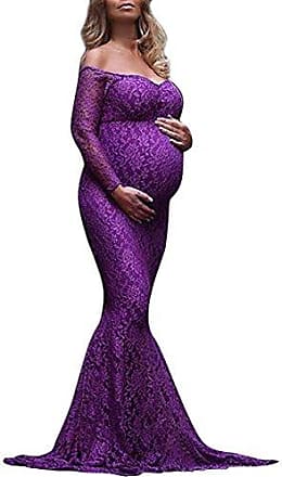Schwangere Damen Lang Maxi Kleid Pailletten Lace Mutterschaft Kleid Fotoshooting