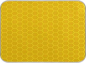 Yellow Honeycomb Pattern Dish Drying Mat Large Kitchen Counter Mat 18x24  Inch Drying Pad Bottles Dish