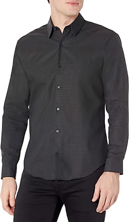 Calvin Klein Mens Dress Shirt Xtreme Slim Fit Stain Shield Stretch Solid, Black, 16-16.5 Neck 36-37 Sleeve