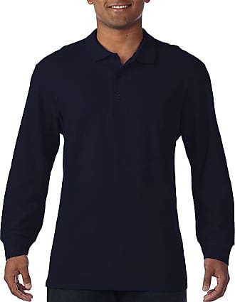 Gildan Mens Long Sleeve Double Pique Cotton Polo Shirt (3XL) (Navy)