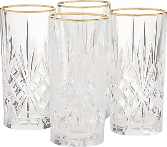 Lorren Home Trends Siena Collection Crystal Red Wine Glass with Gold Band Design Set of 4