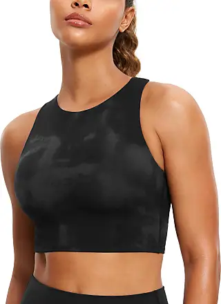 CRZ YOGA Women's Strappy Sports Yoga Bra Full Coverage Padded Workout Sexy  Back 