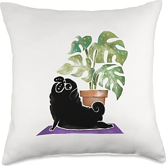 Multicolor Huebucket Frenchie and Plants Throw Pillow 18x18 