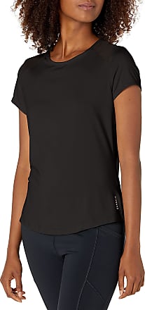 Danskin Womens Essential Mesh and Jersey Tee, Rich black/black-00115, Small