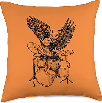 16x16 Multicolor SEEMBO Eagle Playing Musician Drummer Drumming Band Throw Pillow 