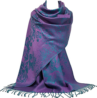 LissKiss Steel Blue Large Paisley On Grey Pashmina Feel - Scarf at   Women's Clothing store