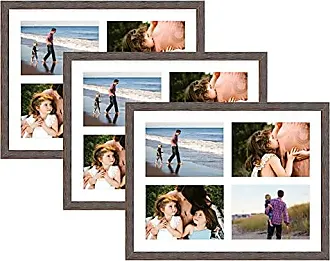 8x20 Black Gold & Burgundy Photo Collage Frame White Mat for (4) 4x6  Pictures