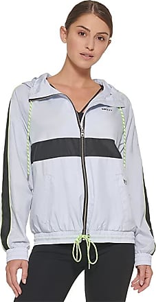 dkny sport asymmetrical hooded scuba jacket