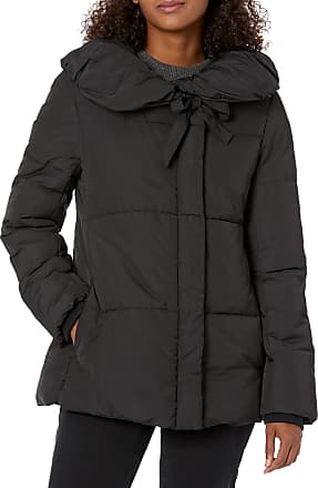 Lark /& Ro Womens Shoulder Pillow Collar Gathered Fit and Flare Puffer Jacket