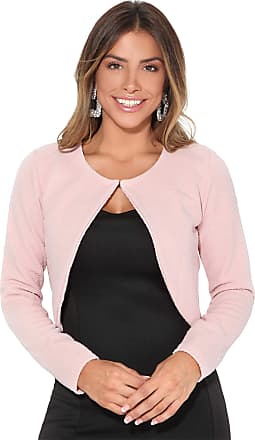 Pink, 14 5026-PNK-14 KRISP Women Cropped Shrug 3/4 Sleeve Jacket Bolero