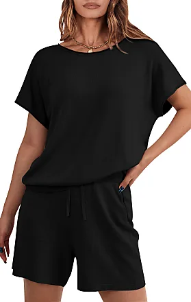  PRETTYGARDEN Women's Two Piece Tracksuit V Neck Short Sleeve  Tops Long Pants With Drawstring Outfits Jogger Sets(Black,Small : Clothing,  Shoes & Jewelry