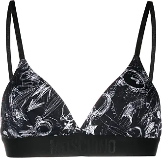 Moschino Logo-Print Triangle Bra - Black